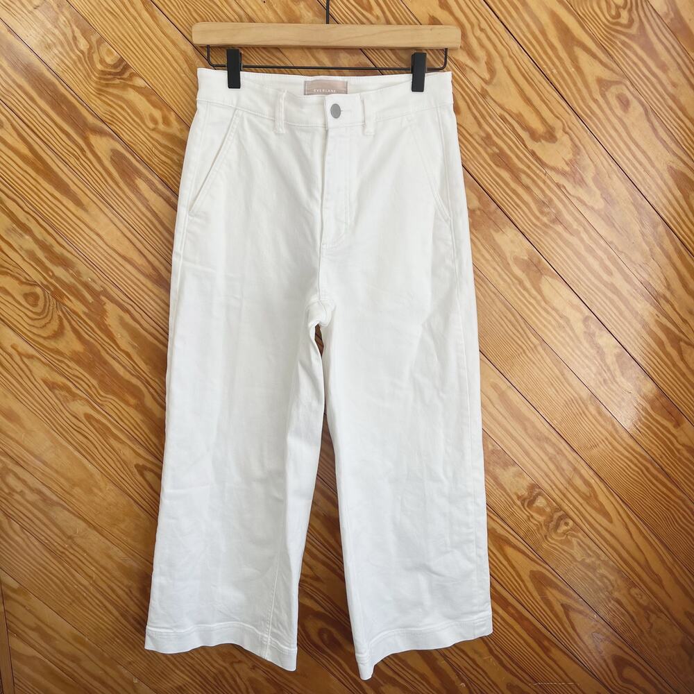 Everlane Utility Straight Leg Cropped Wide Short Jean White